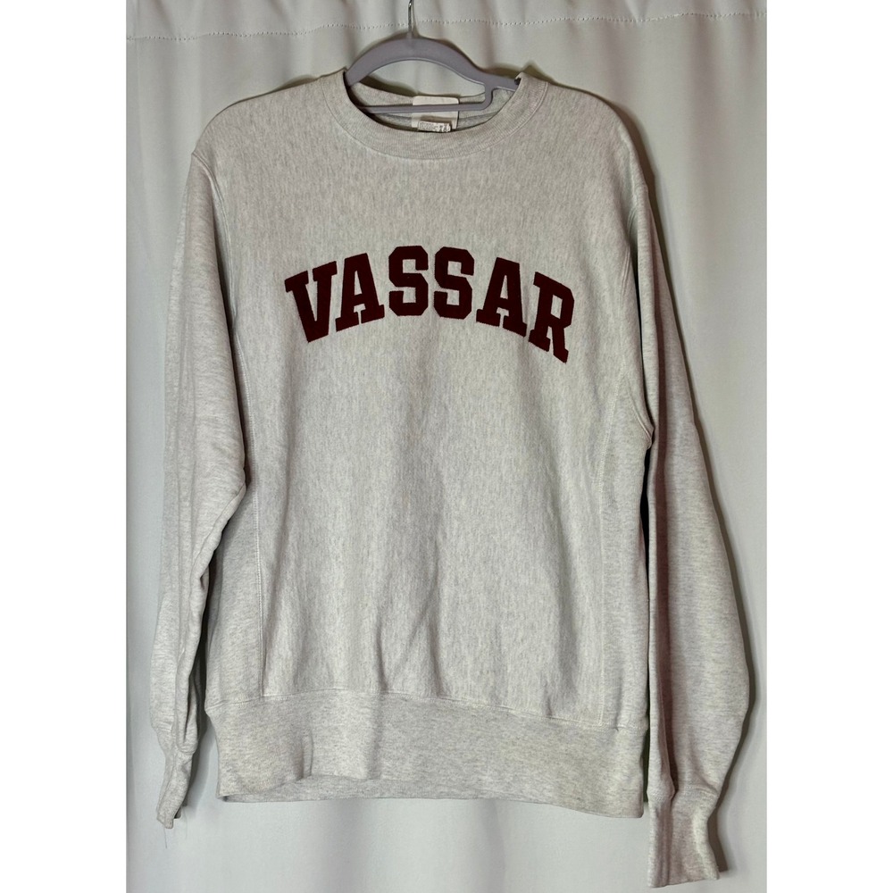 Champion Reverse Weave Vassar College Sweatshirt Gray Maroon Small Collegiate